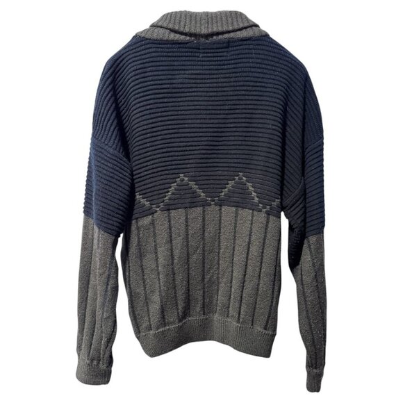 Nino Foriero Vintage Knitted Leather Trim Sweater Cardigan men's large, grandpa - Picture 2 of 7